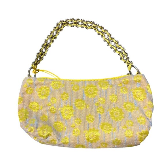 Elliott Lucca Shoulder Bag Floral Butterfly Chain Strap Yellow Tan - Picture 3 of 7